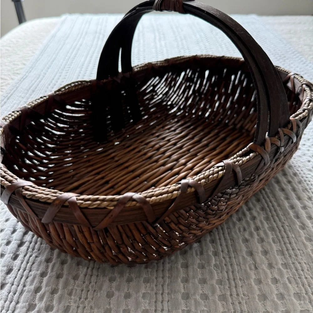 Woven Decorative Basket with Dual Handles - Brown